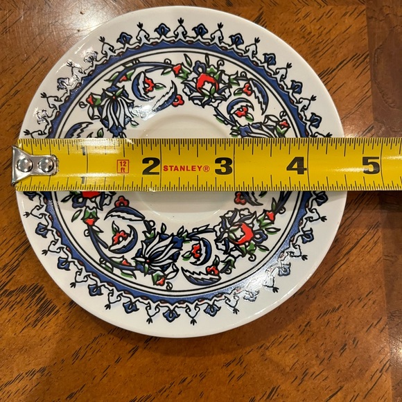 Blue and white small espresso mug and saucer set. Set of 2. GUC! - Picture 4 of 5